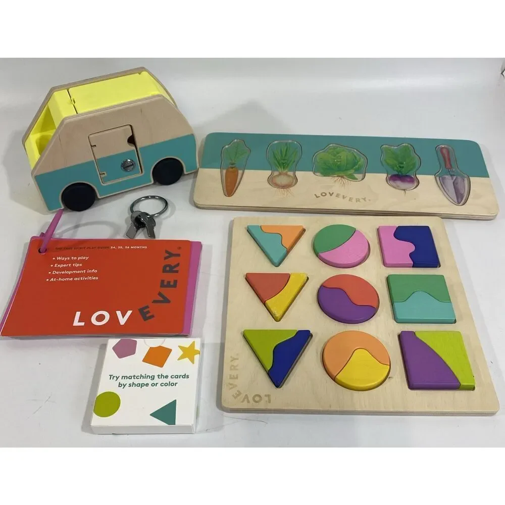 Lovevery Lot Montessori Toy Land Sky Puzzle Wood Camper Community Veggie Garden
